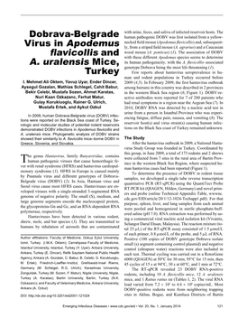 Dobrava-Belgrade Virus in Apodemus Flavicollis and A. Uralensis Mice