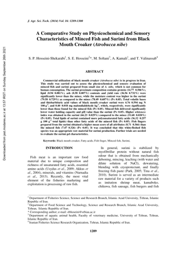 A Comparative Study on Physicochemical and Sensory Characteristics of Minced Fish and Surimi from Black Mouth Croaker (Atrobucca