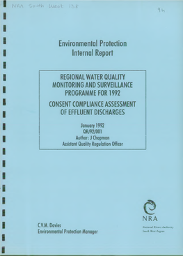 Environmental Protection Internal Report REGIONAL WATER