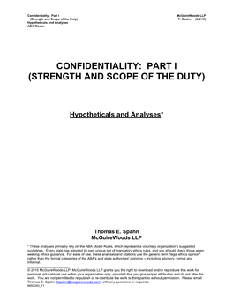 Part I (Strength and Scope of the Duty)