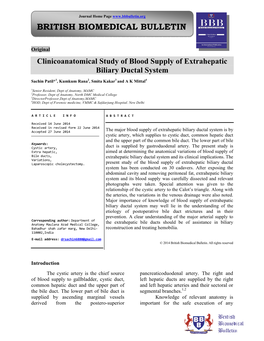 Clinicoanatomical Study of Blood Supply of Extrahepatic Biliary Ductal System