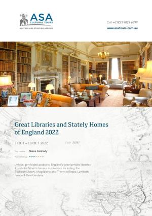 Great Libraries and Stately Homes of England 2022