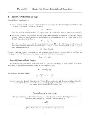 1 Electric Potential Energy