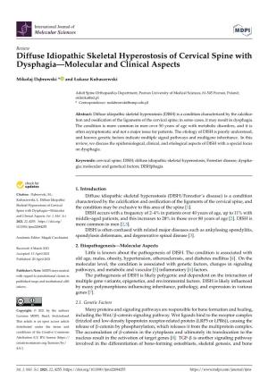 Diffuse Idiopathic Skeletal Hyperostosis of Cervical Spine with Dysphagia—Molecular and Clinical Aspects