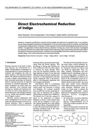 Direct Electrochemical Reduction of Indigo