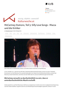 Silly Love Songs - Macca Und Die Kritiker - Kulturwoche.At 30