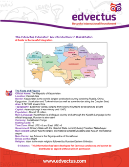 The Edvectus Educator: an Introduction to Kazakhstan a Guide to Successful Integration