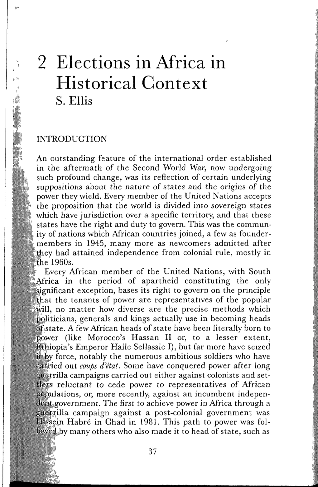 2 Elections in Africa in Historical Context S