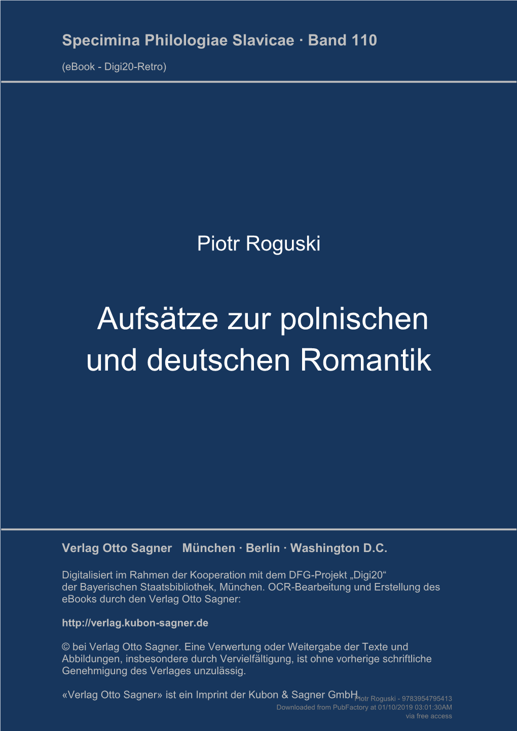 Aufsätze Zur Polnischen Und Deutschen Romantik