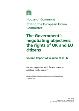 The Government's Negotiating Objectives: the Rights of UK and EU
