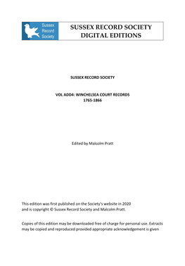 Sussex Record Society Digital Editions