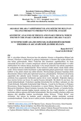 Aksaray Ihlara Vadisindeki Yilanli Kilise'de Bulunan