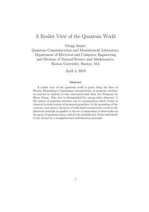 A Realist View of the Quantum World
