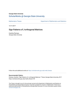 Sign Patterns of J-Orthogonal Matrices