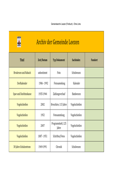 Gemeindearchiv Leezen (Findbuch) - Ohne Links