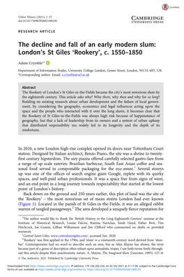The Decline and Fall of an Early Modern Slum: London's St Giles