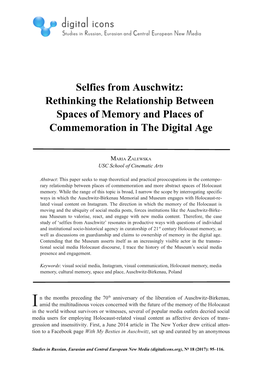 Selfies from Auschwitz: Rethinking the Relationship Between Spaces of Memory and Places of Commemoration in the Digital Age