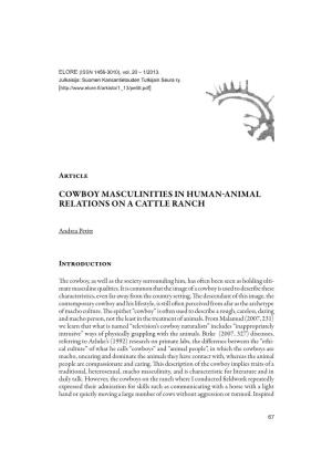 Cowboy Masculinities in Human-Animal Relations on a Cattle Ranch