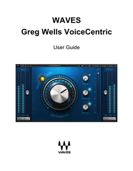 Waves Greg Wells Voicecentric User Guide