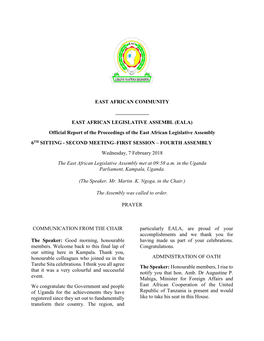 East African Legislative Assembl (Eala)