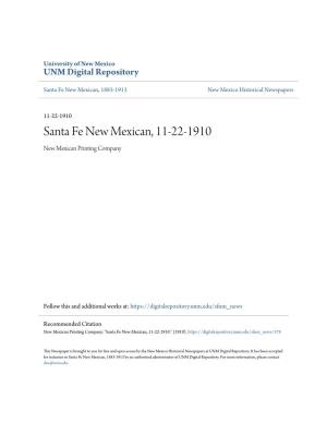 Santa Fe New Mexican, 11-22-1910 New Mexican Printing Company