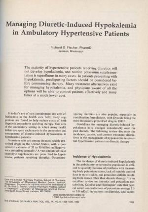 Managing Diuretic-Induced Hypokalemia in Ambulatory Hypertensive Patients