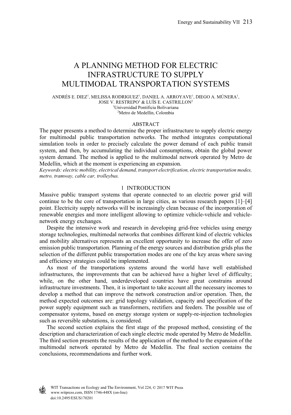 A Planning Method for Electric Infrastructure to Supply Multimodal Transportation Systems