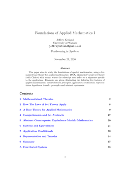 Foundations of Applied Mathematics I