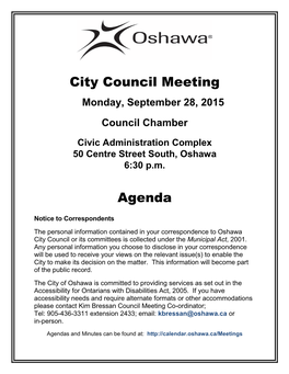 September 28, 2015 Council Agenda