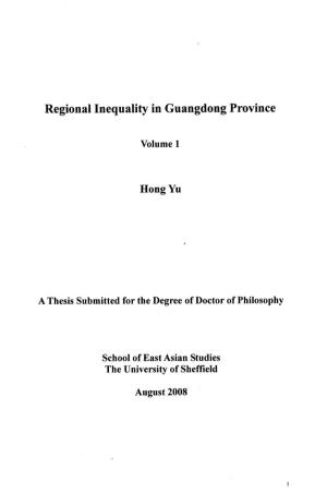 Regional Inequality in Guangdong Province