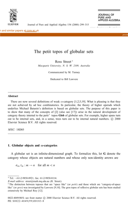 The Petit Topos of Globular Sets
