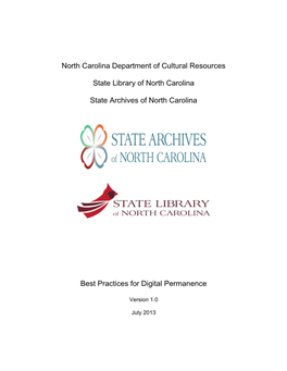 North Carolina Department of Cultural Resourcesdivision of Archives And