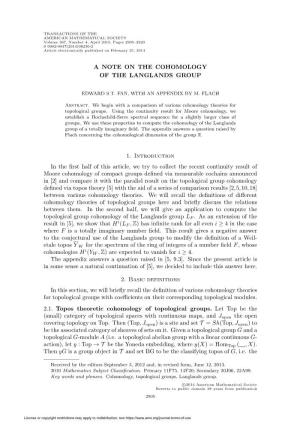 A Note on the Cohomology of the Langlands Group