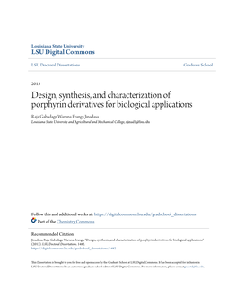 Design, Synthesis, and Characterization of Porphyrin
