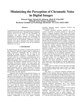 Minimizing the Perception of Chromatic Noise in Digital Images