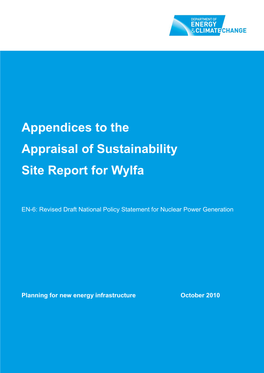 Appendices to the Appraisal of Sustainability Site Report for Wylfa