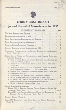 THIRTY-FIRST REPORT Judicial Council, of Massachusetts for 1955