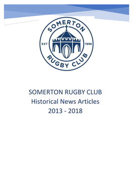 SOMERTON RUGBY CLUB Historical News Articles 2013 - 2018