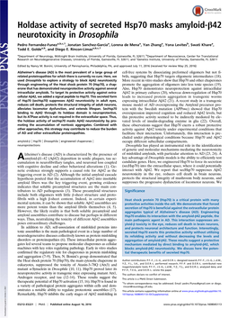 Holdase Activity of Secreted Hsp70 Masks Amyloid-Β42 Neurotoxicity in Drosophila