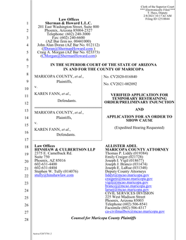 Maricopa County's Application for TRO-Prelim.Injunction-OSC