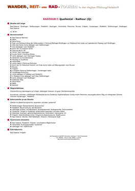 RADTOUR I: Quellental