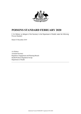 Poisons Standard February 2020