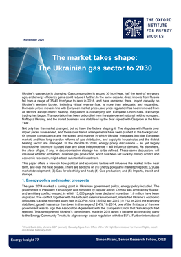 The Market Takes Shape: the Ukrainian Gas Sector to 2030