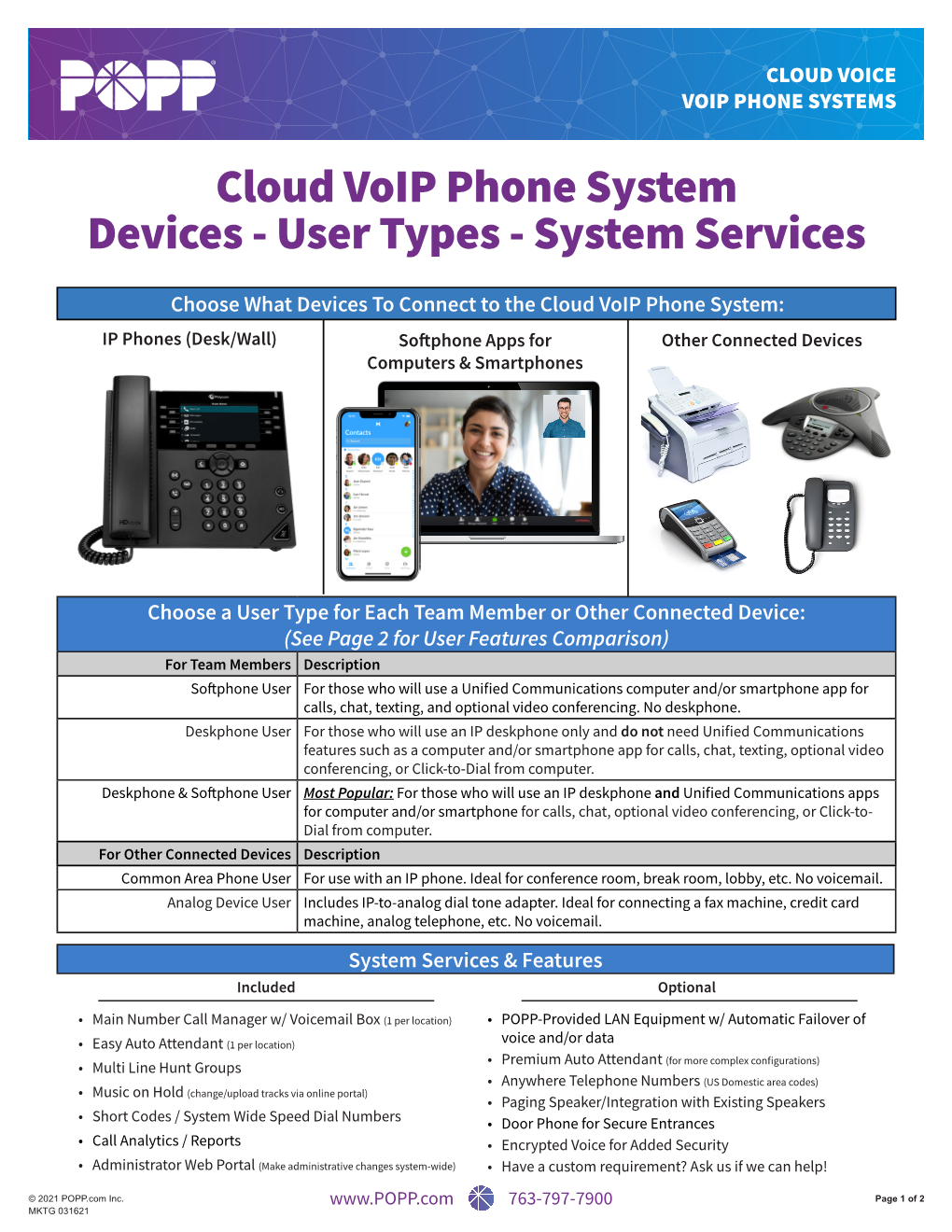 Cloud Voip Phone System Devices - User Types - System Services