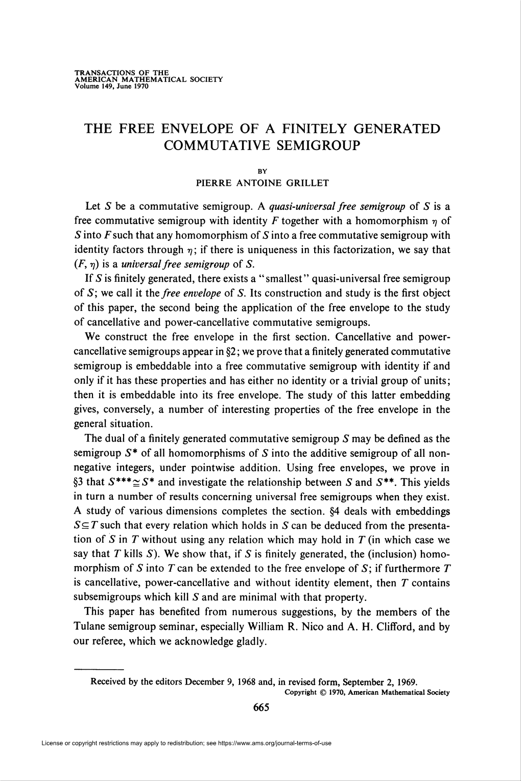 The Free Envelope of a Finitely Generated Commutative Semigroup