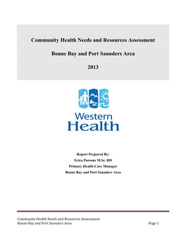 Community Health Needs and Resources Assessment Bonne Bay and Port Saunders Area Page 1