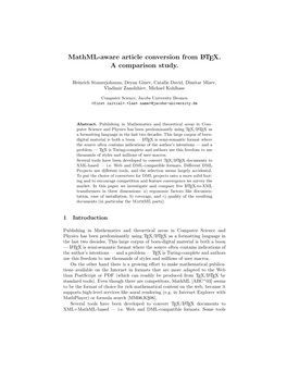 Mathml-Aware Article Conversion from LATEX. a Comparison Study