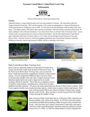 Seymour Canal Trip Information