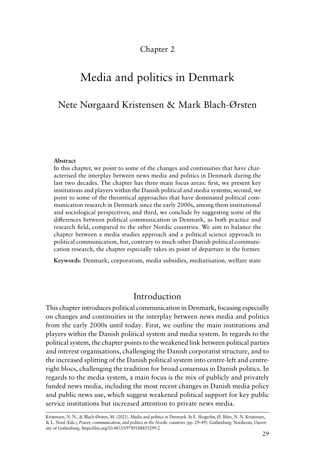 Media and Politics in Denmark