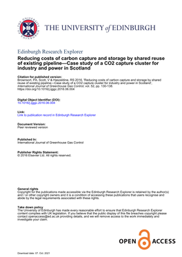 Reducing Costs of Carbon Capture and Storage by Shared Reuse of Existing Pipeline—Case Study of a CO2 Capture Cluster for Industry and Power in Scotland